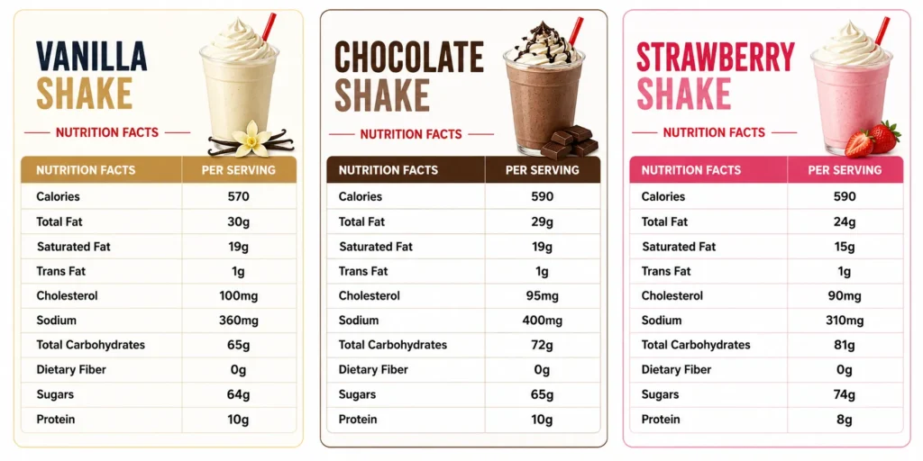In N Out Milkshake Nutrition Facts